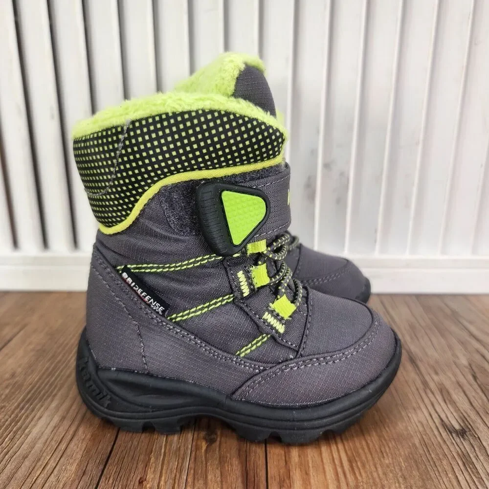 Kamik Stance Toddler 5 Gray Green Vegan Winter Waterproof Insulated Snow Boots